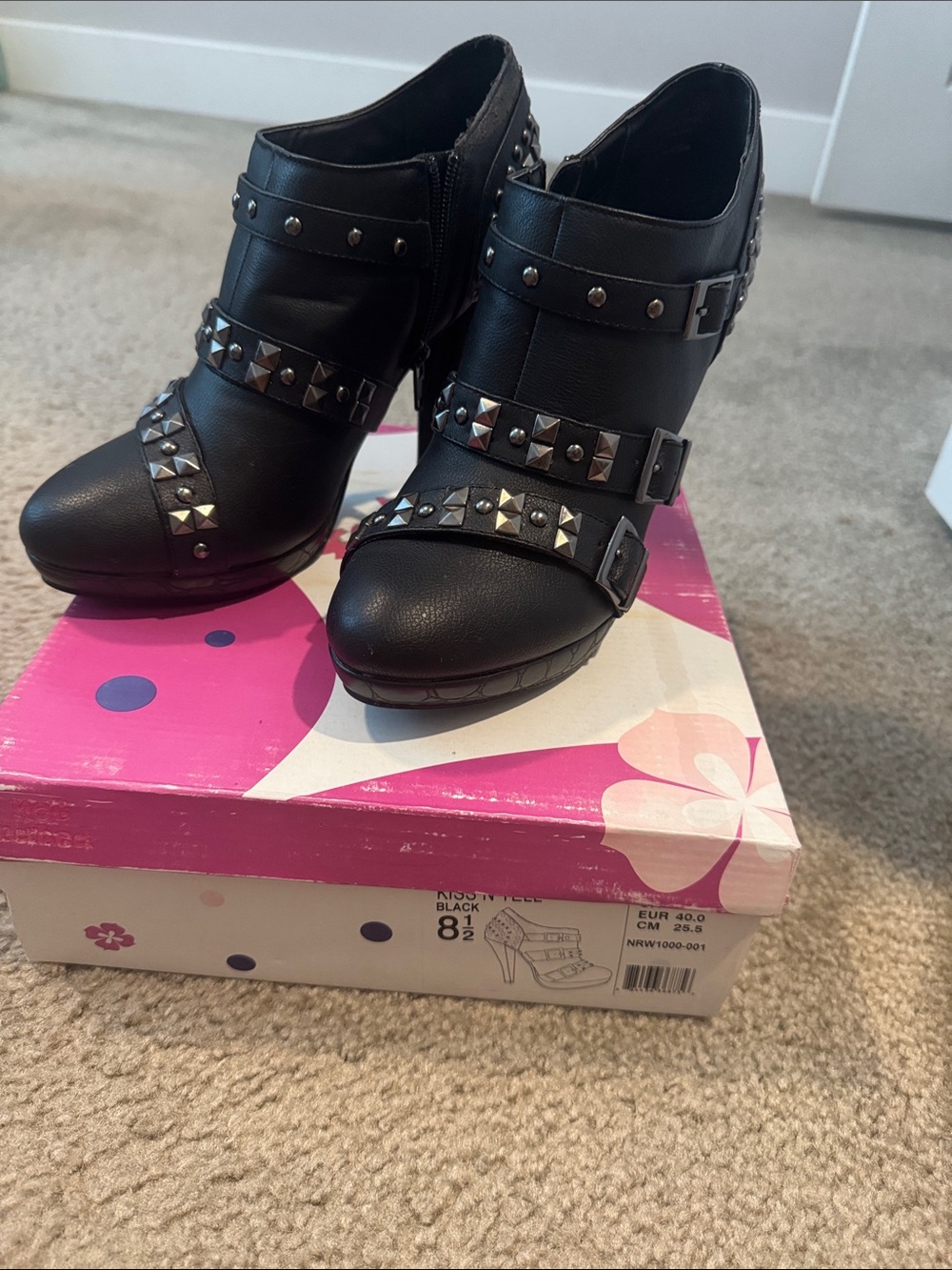 Studded Strappy High Heel Sandals - Black